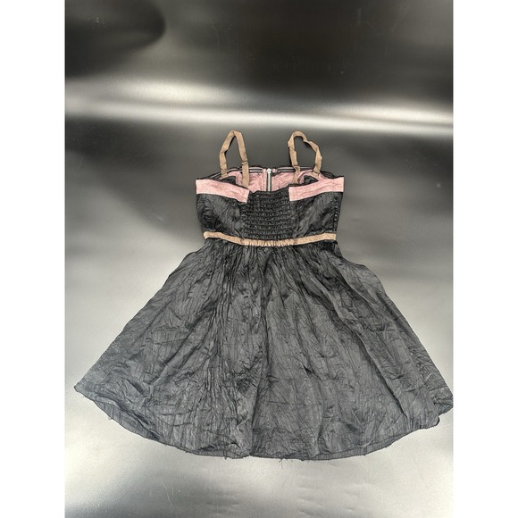 Free People Dresses & Skirts - Free People Mini Dress Sz 6 Black Boho Smocked‎ Back Zip Front Removable Straps